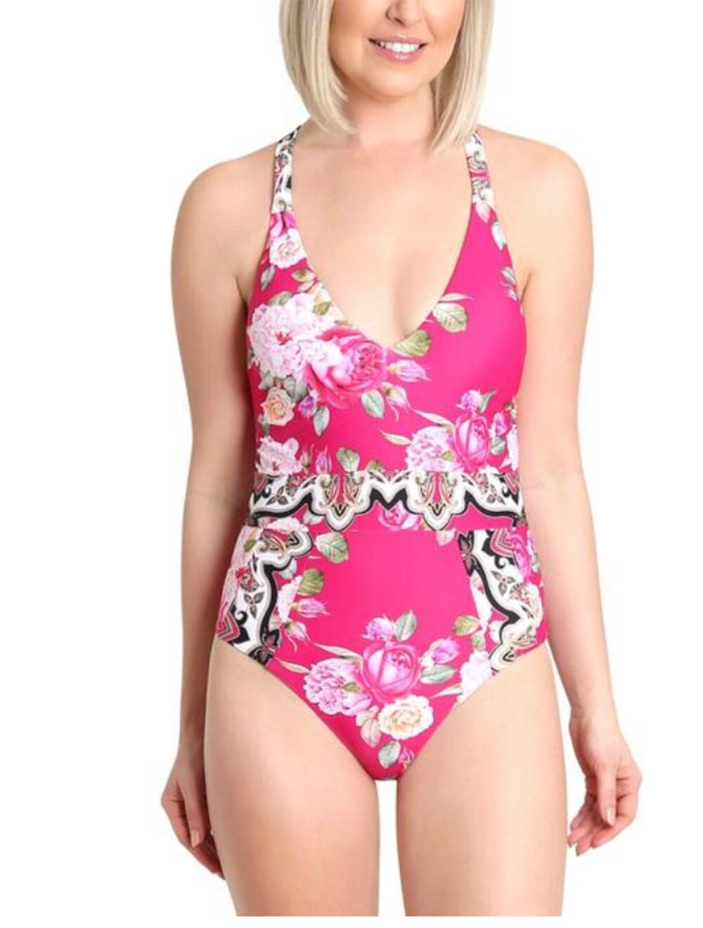 Nanette Lepore One piece bathing suit Pink Rose Print 4